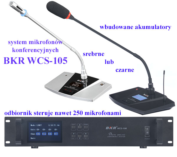 Cyfrowe bezprzewodowe mikrofony konferencyjne BKR WCS-105